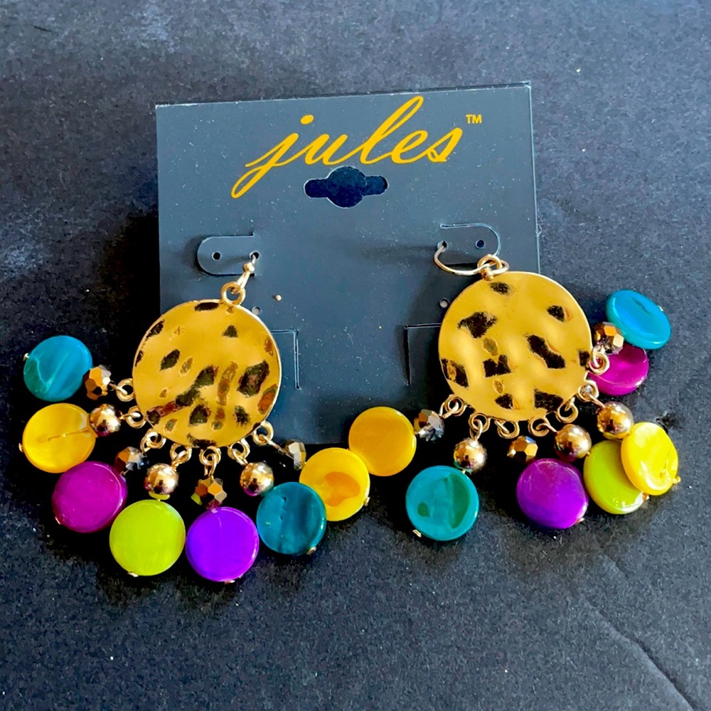 NWT Jules Multi-Color Statement Dangle Earrings